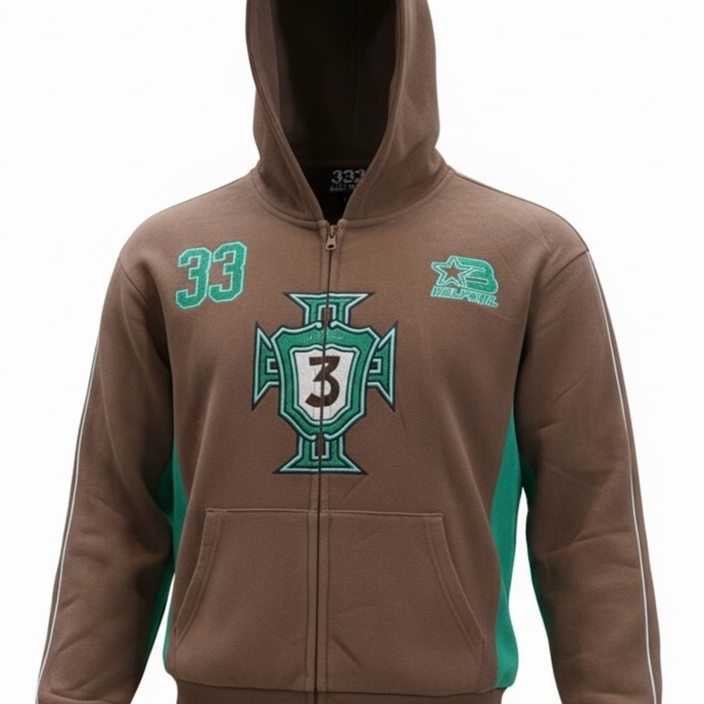 🔥Half Evil 333 Full Zip Hoodie Brown Embroidered Logo Size Large Rare NWT